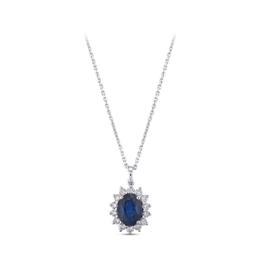 1.81 ct. Saphir Anhänger mit Halskette