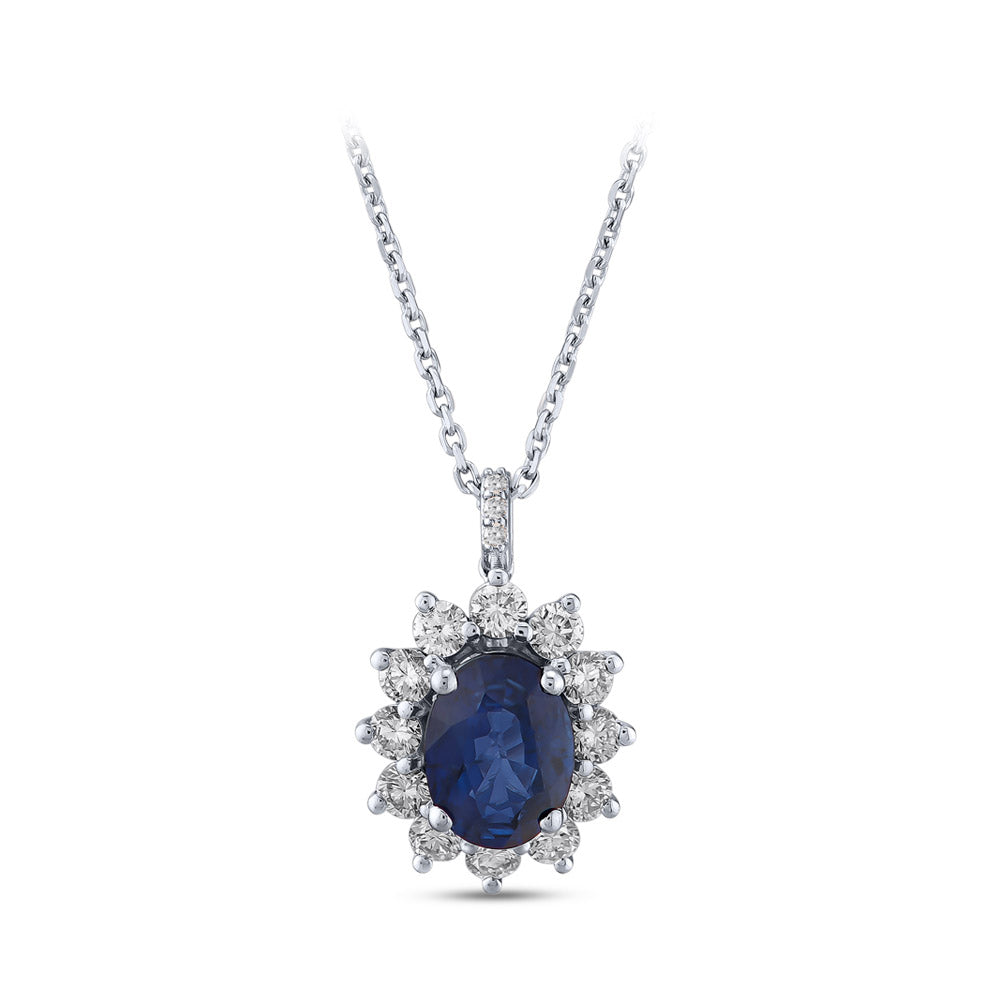 1.79 ct. Saphir Anhänger mit Halskette