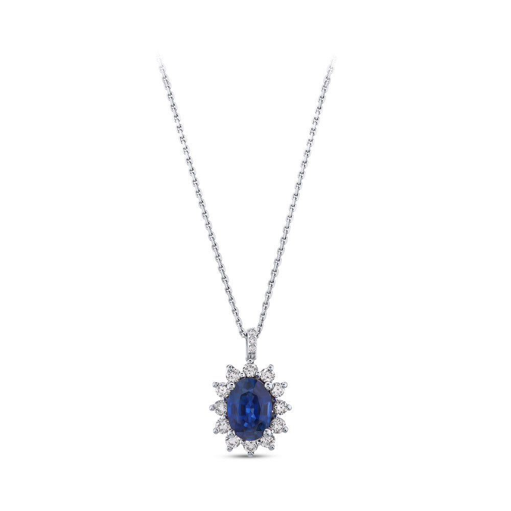 1.60 ct. Saphir Anhänger mit Halskette