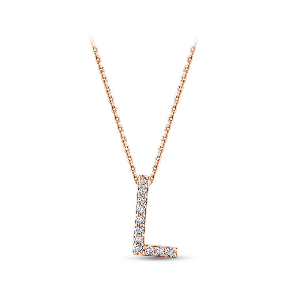 0.06 ct. Letter L Diamond Necklace