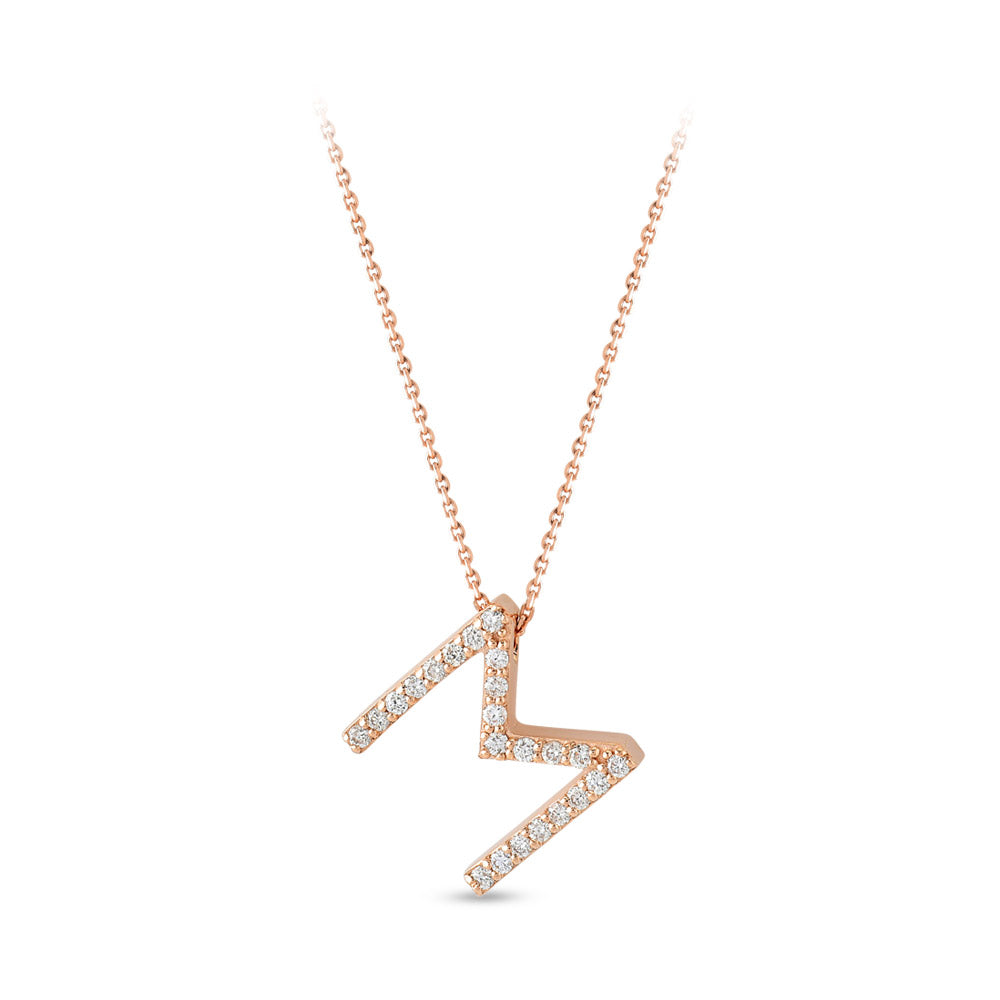 0.12 ct. Buchstabe M Diamant Halskette