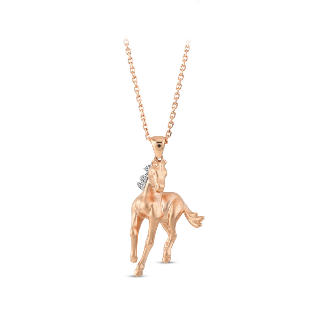 0.01 ct. Pferd Diamant Halskette