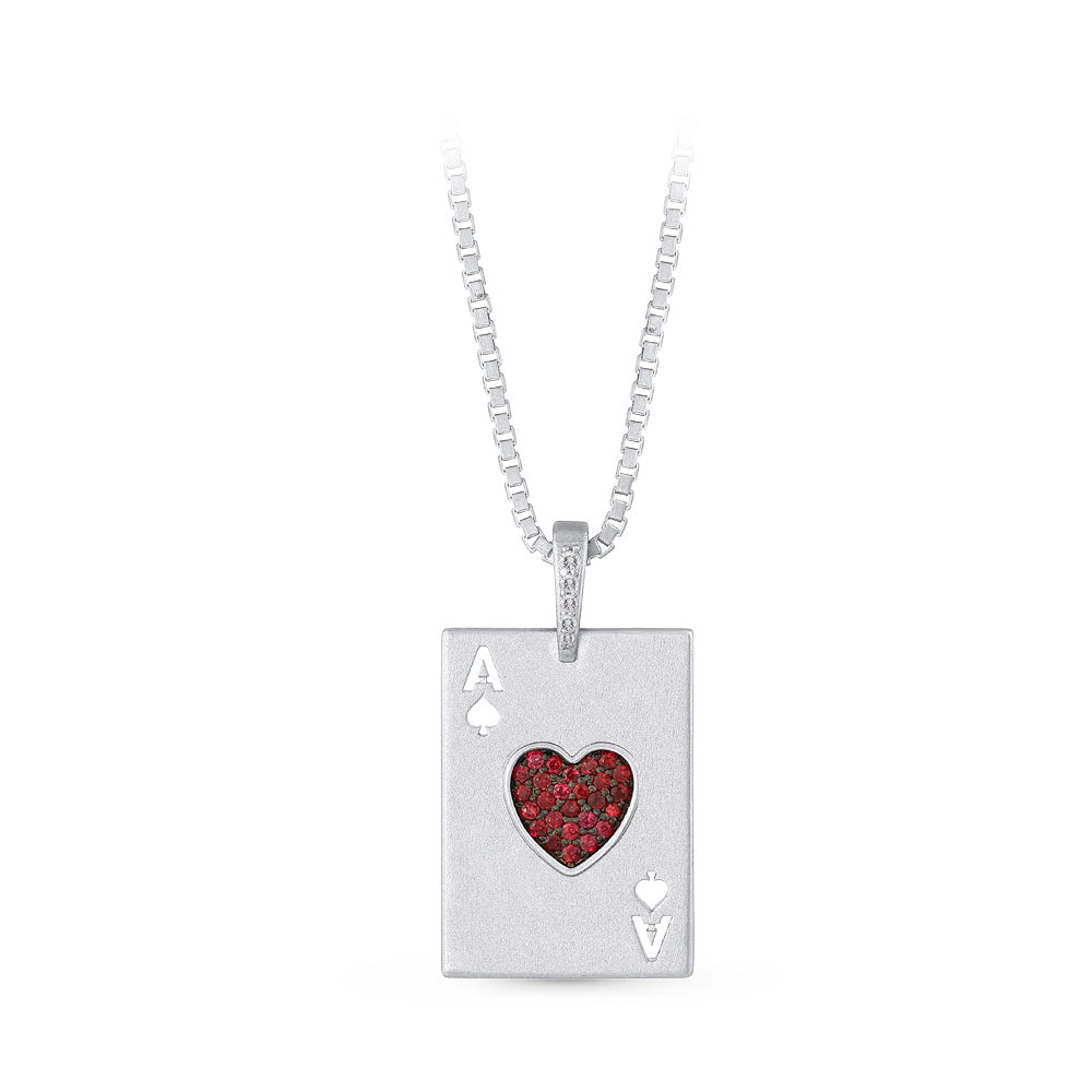 0.36 ct. Ace of Hearts Silver Necklace