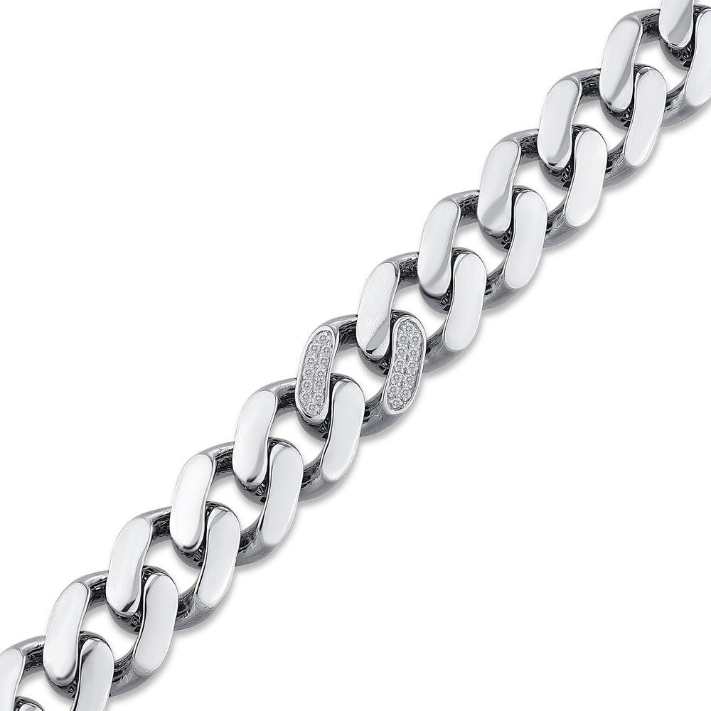0.30 ct. Men Silver Diamond Bracelet