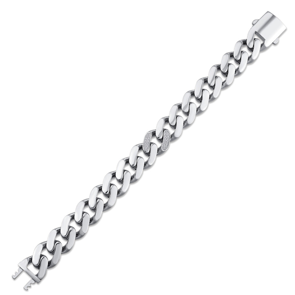 0.30 ct. Herren Silber Diamantarmband