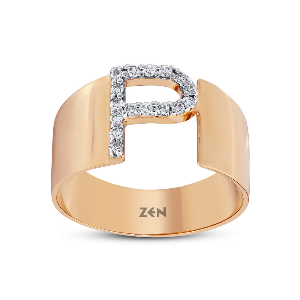 0.13 ct. Buchstabe P Diamantring