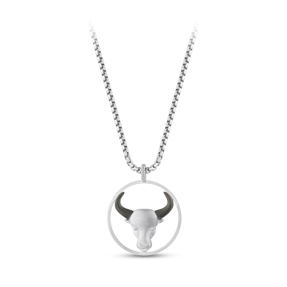0.04 ct. Stier Sternzeichen Silber Halskette