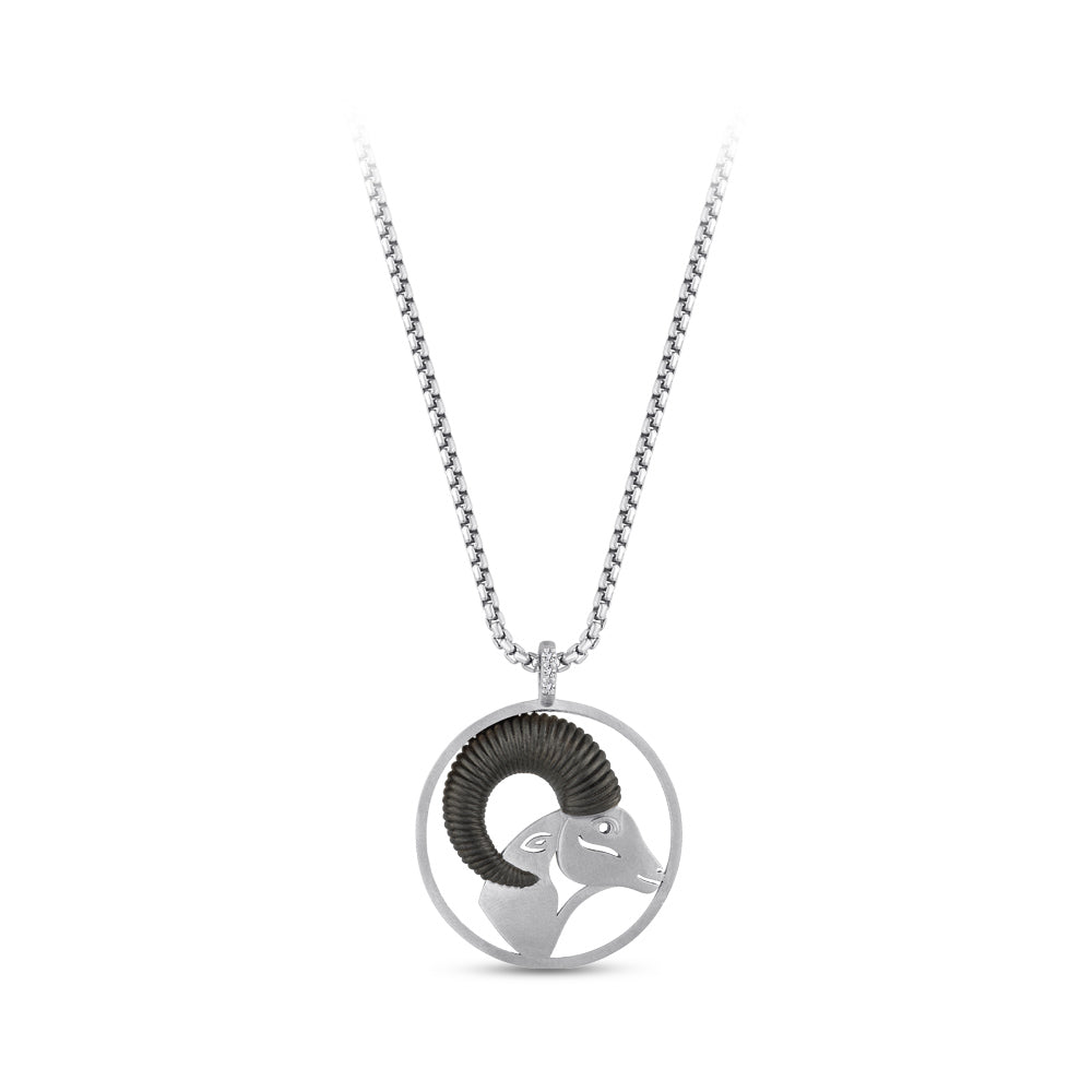 0.04 ct. Silberne Widder Zodiac Halskette
