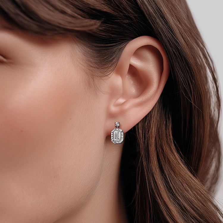 0.06 ct. Baguette Diamant Ohrringe