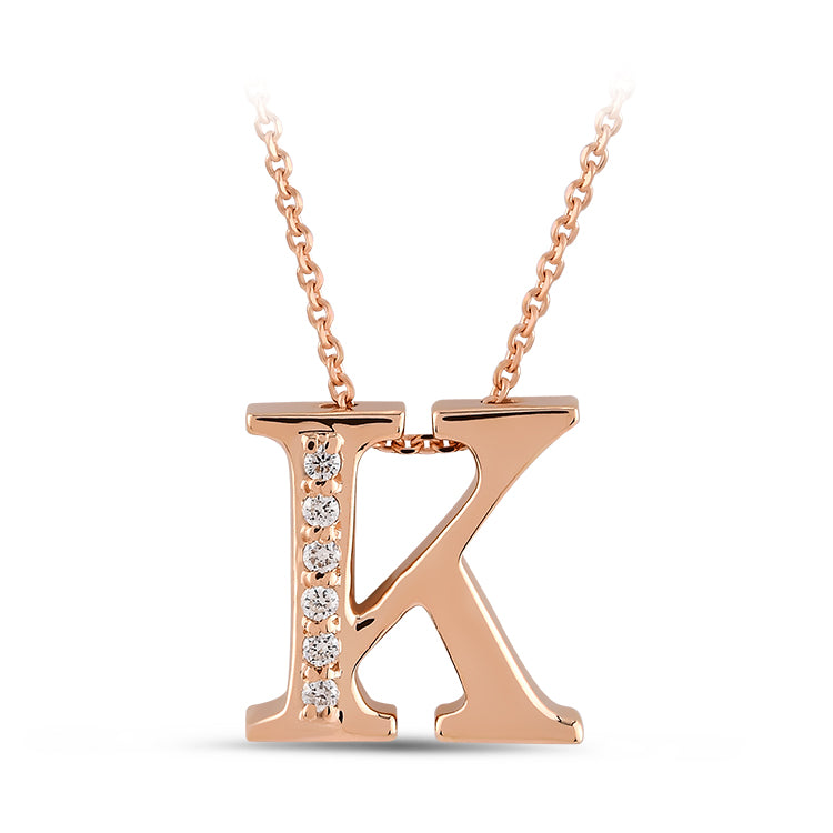 0.03 ct. Buchstabe K Diamant Halskette