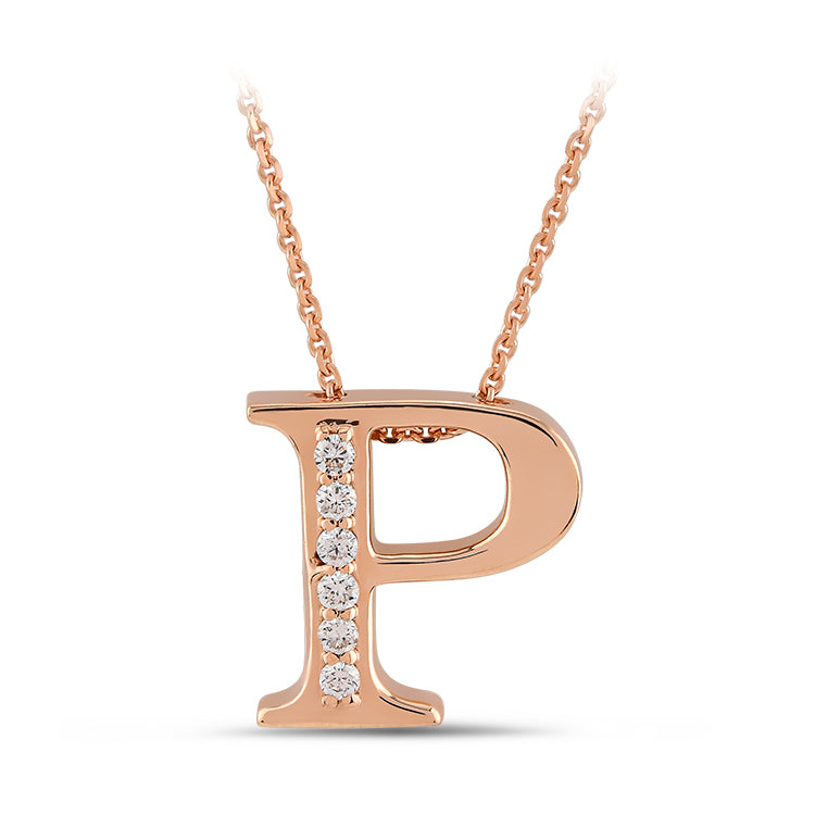 0.04 ct. Buchstabe P Diamant Halskette