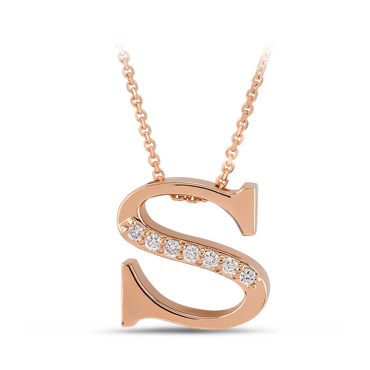 0.04 ct. Buchstabe S Diamant Halskette