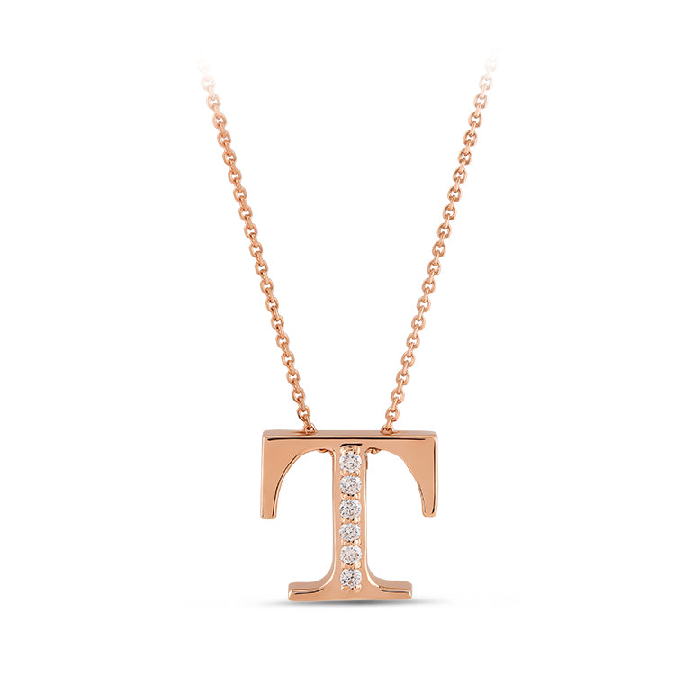 0.05 ct. Buchstabe T Diamant Halskette