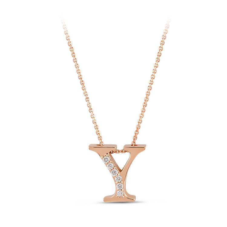 0.04 ct. Buchstabe Y Diamant Halskette