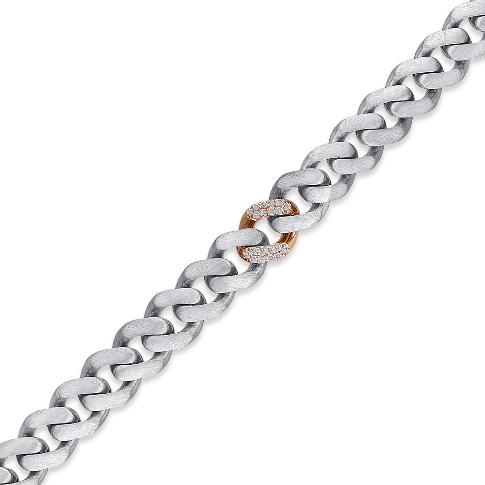 0.14 ct. Men Silver Diamond Bracelet