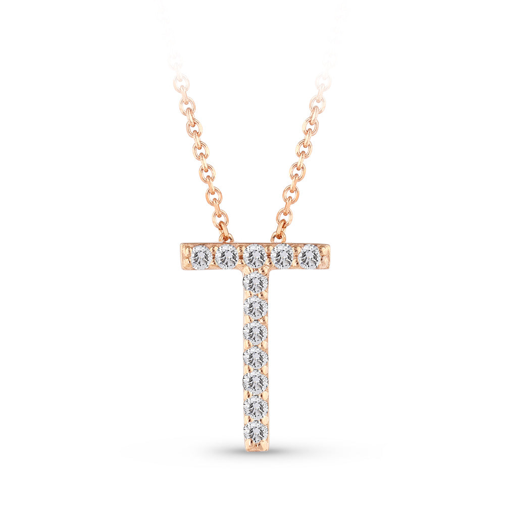 0.07 ct. Buchstaben T Diamant Halskette