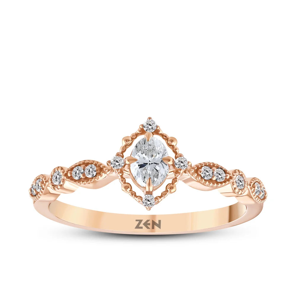 0.40 ct. Vintage Oval Diamantring
