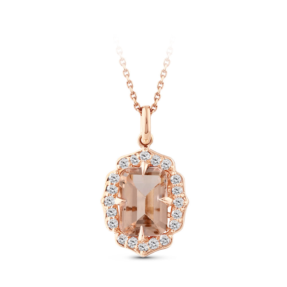 Vintage Morganit Diamant Halskette