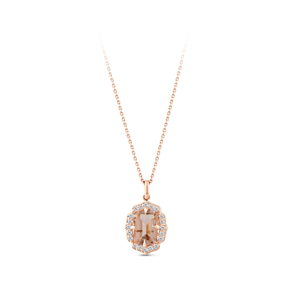 Vintage Morganit Diamant Halskette
