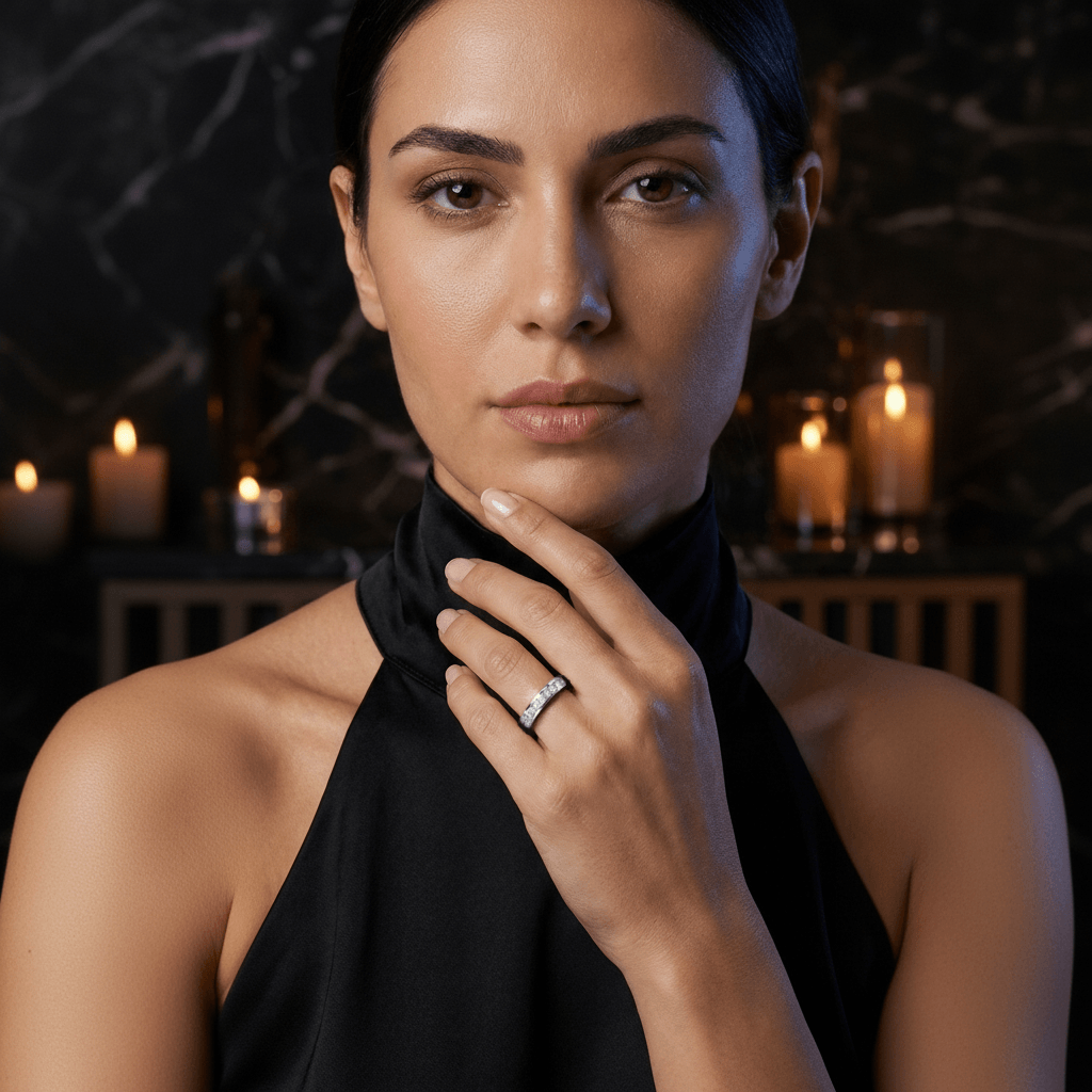 0.42 ct. Halbmemoire Diamantring