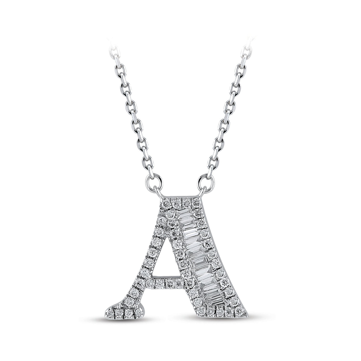 0.26 ct. Buchstabe A Baguette Halskette