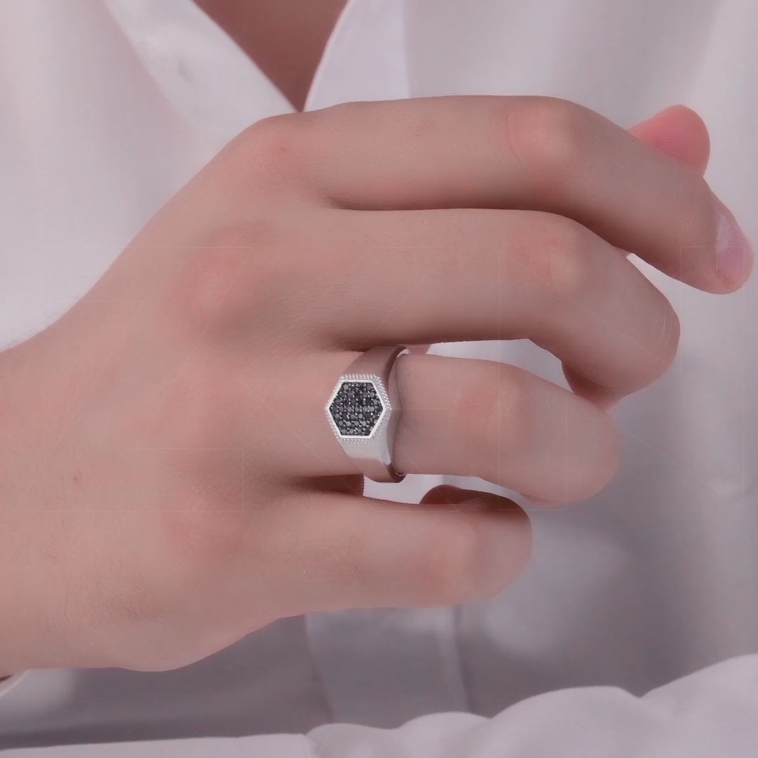0.40 ct. Herren Silberring