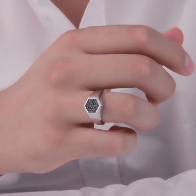 0.40 ct. Herren Silberring