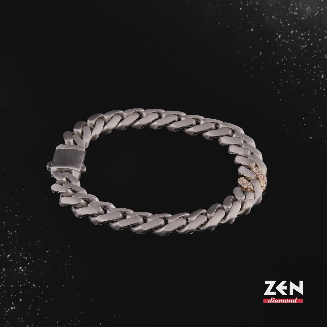 0.14 ct. Herren Silber Diamantarmband