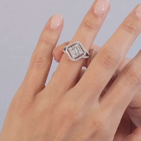 0.91 ct. Baguette Diamantring