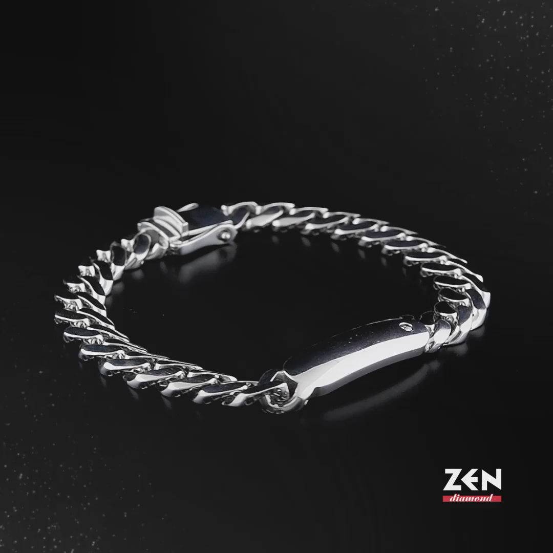 0.04 ct. Herren Silber Diamantarmband