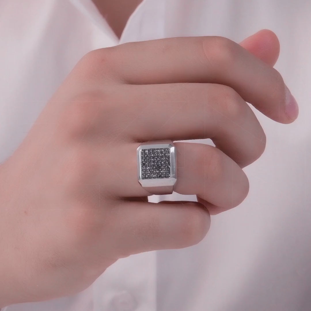 0.60 ct. Herren Silberring