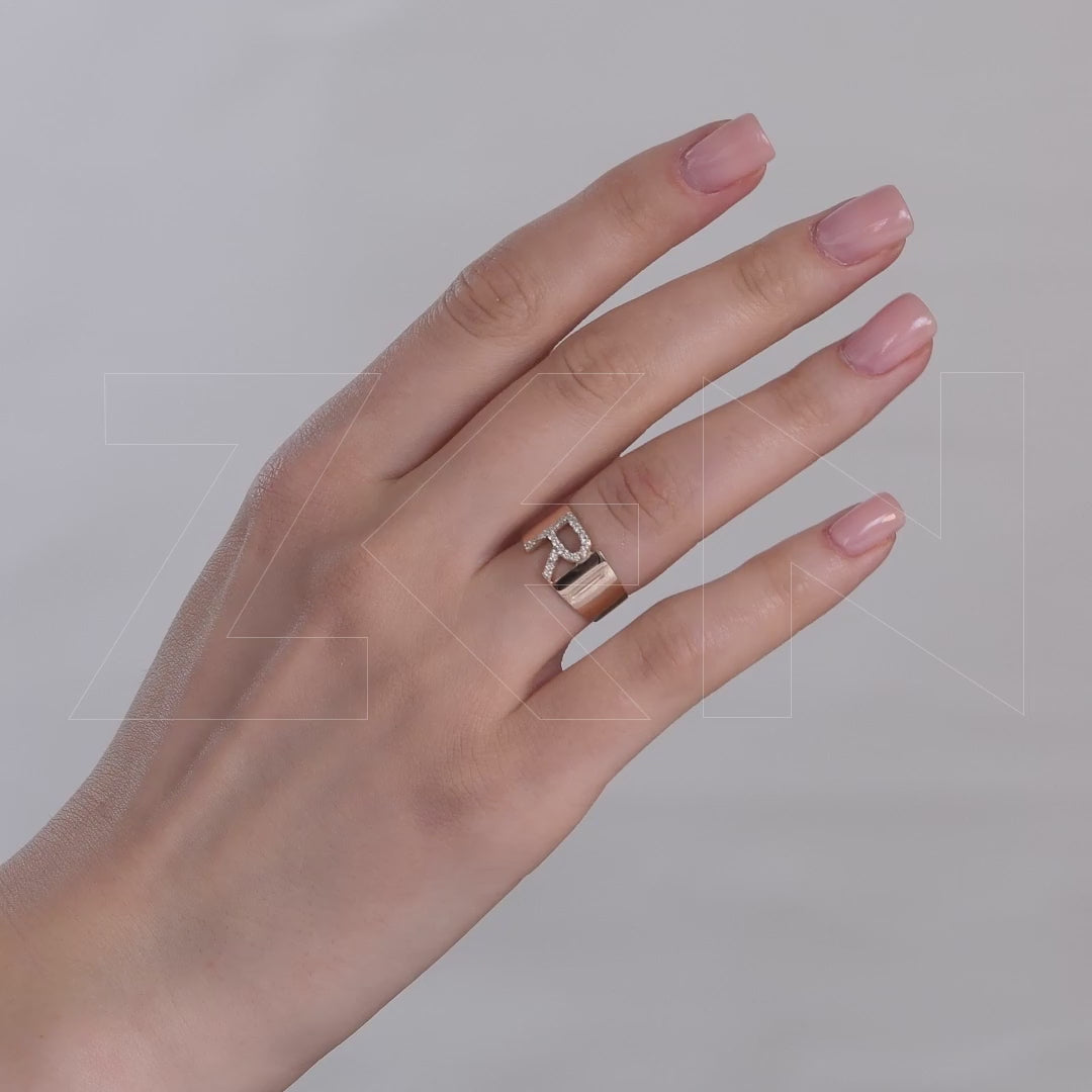 0.16 ct. Buchstabe R Diamantring