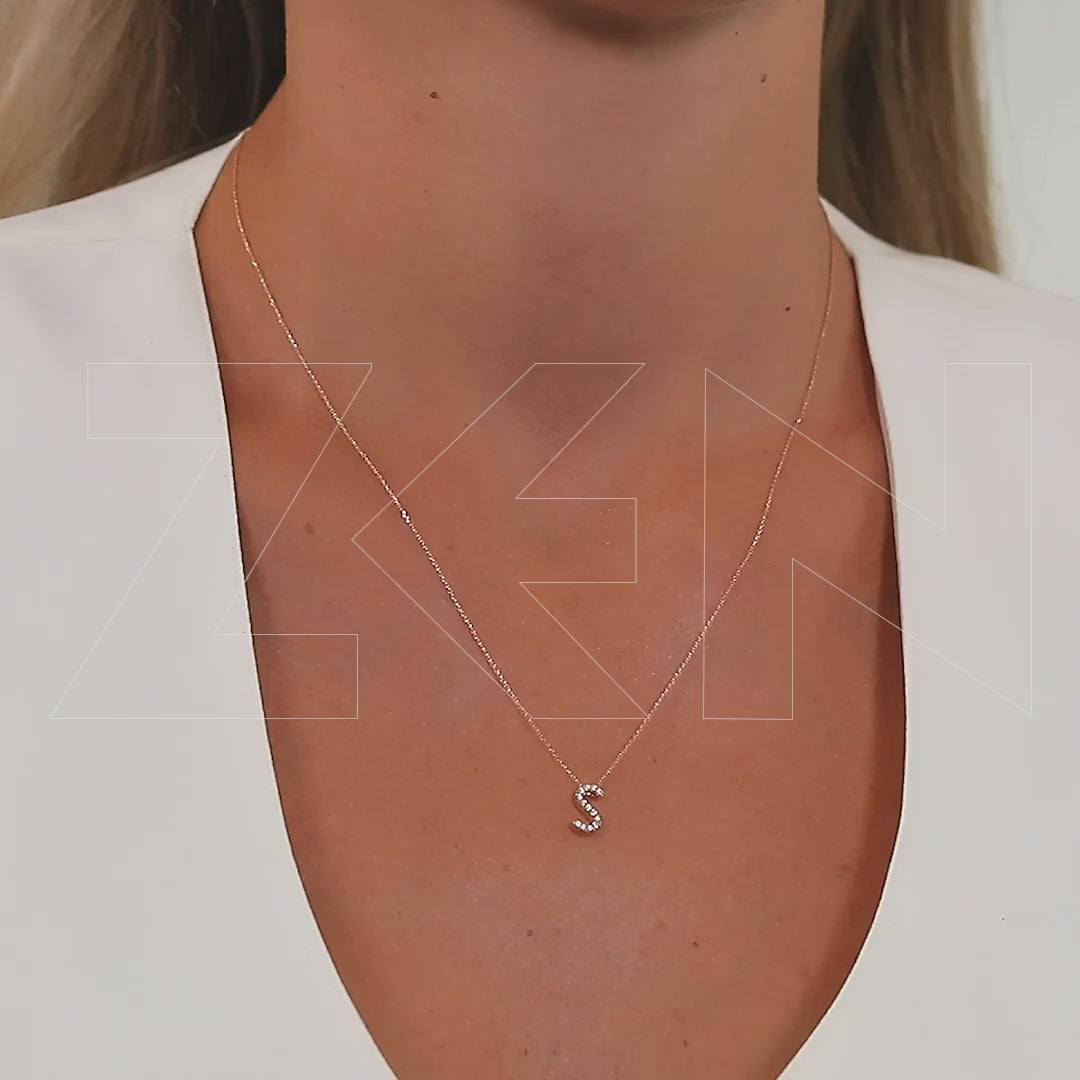 0.07 ct. Letter S Diamond Necklace
