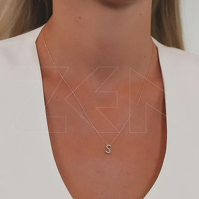 0.07 ct. Letter S Diamond Necklace