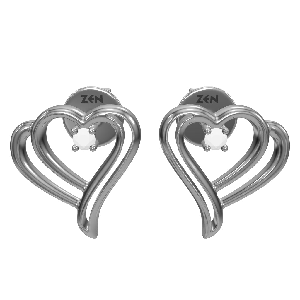 0.03 ct. Heart Diamond Earrings