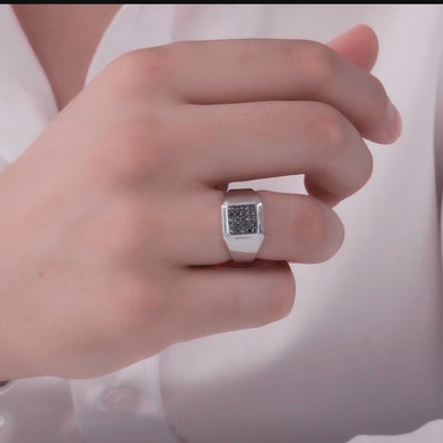 0.25 ct. Herren Silberring