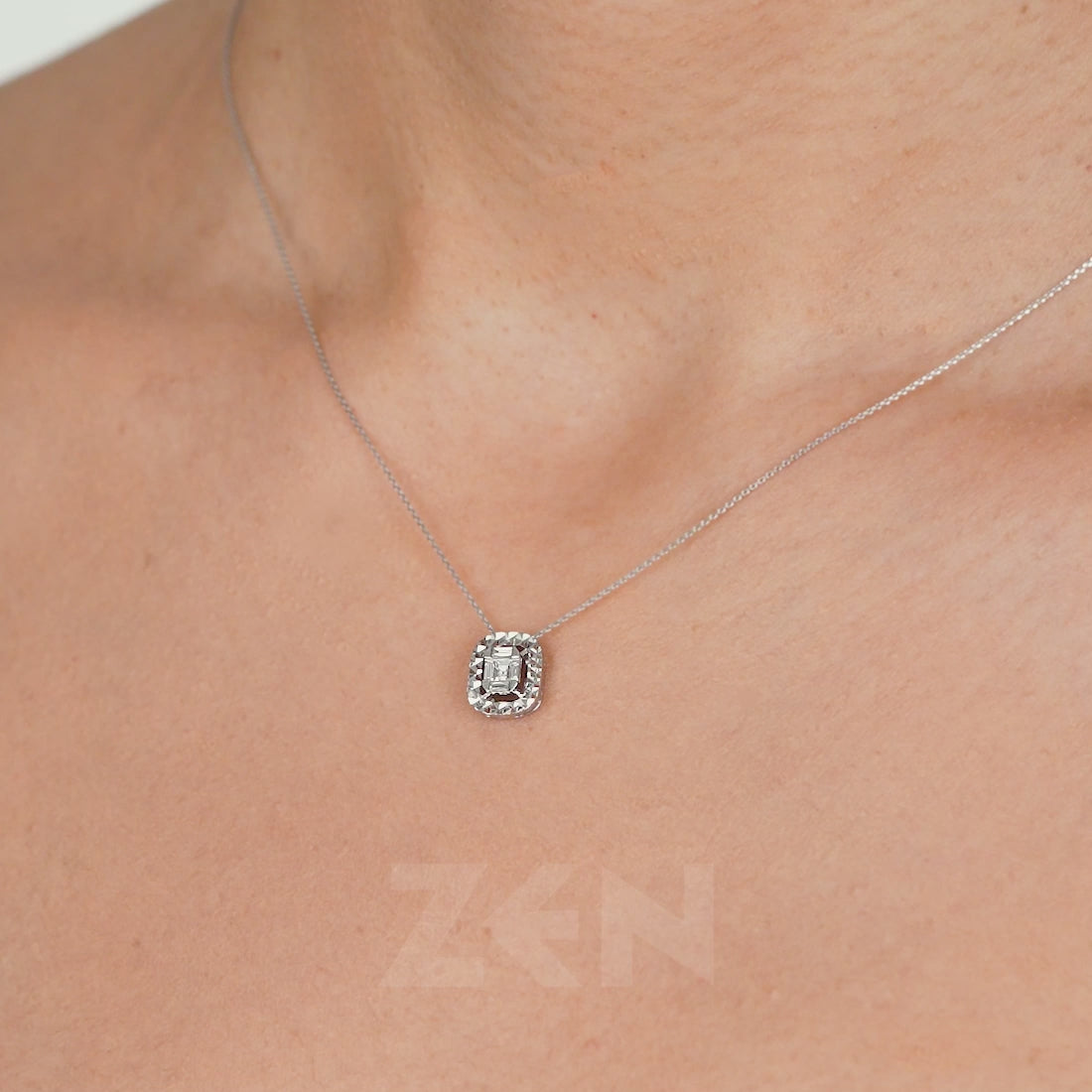 0.14 ct. Baguette Diamond Necklace