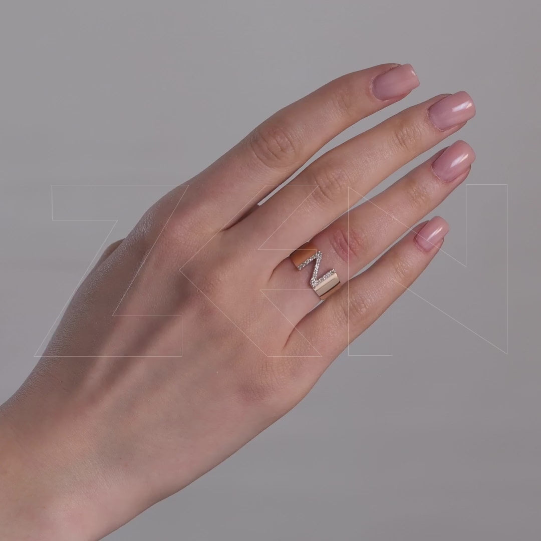 0.15 ct. Buchstabe N Diamantring