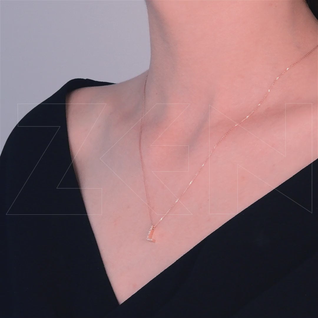 0.06 ct. Letter L Diamond Necklace
