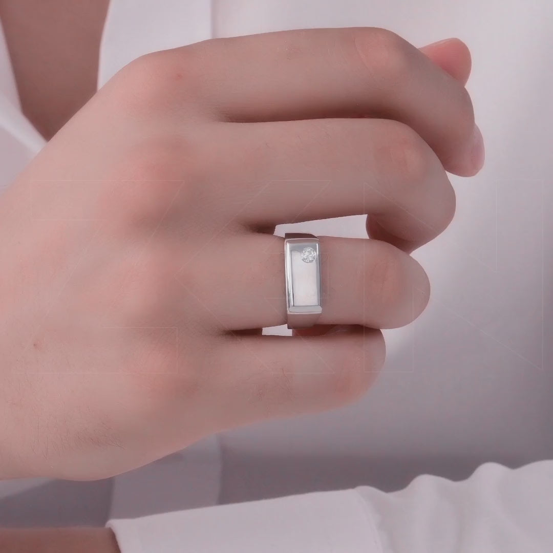 0.06 ct. Herren Silberring