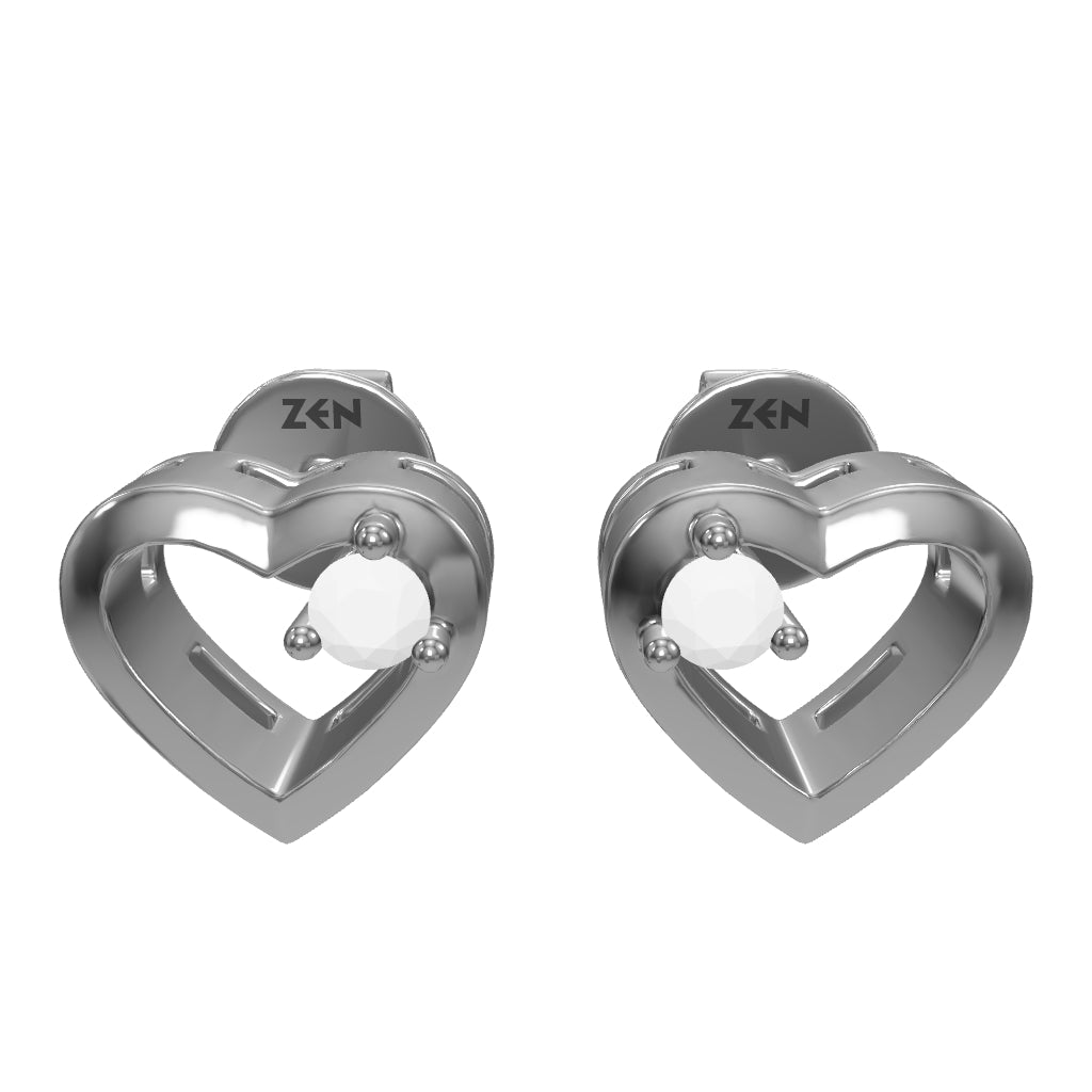 0.07 ct. Heart Diamond Stud Earrings