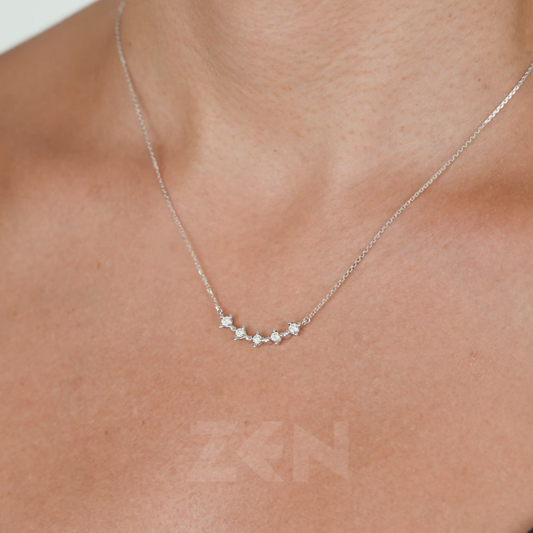 0.30 ct. Five Stones Diamond Necklace
