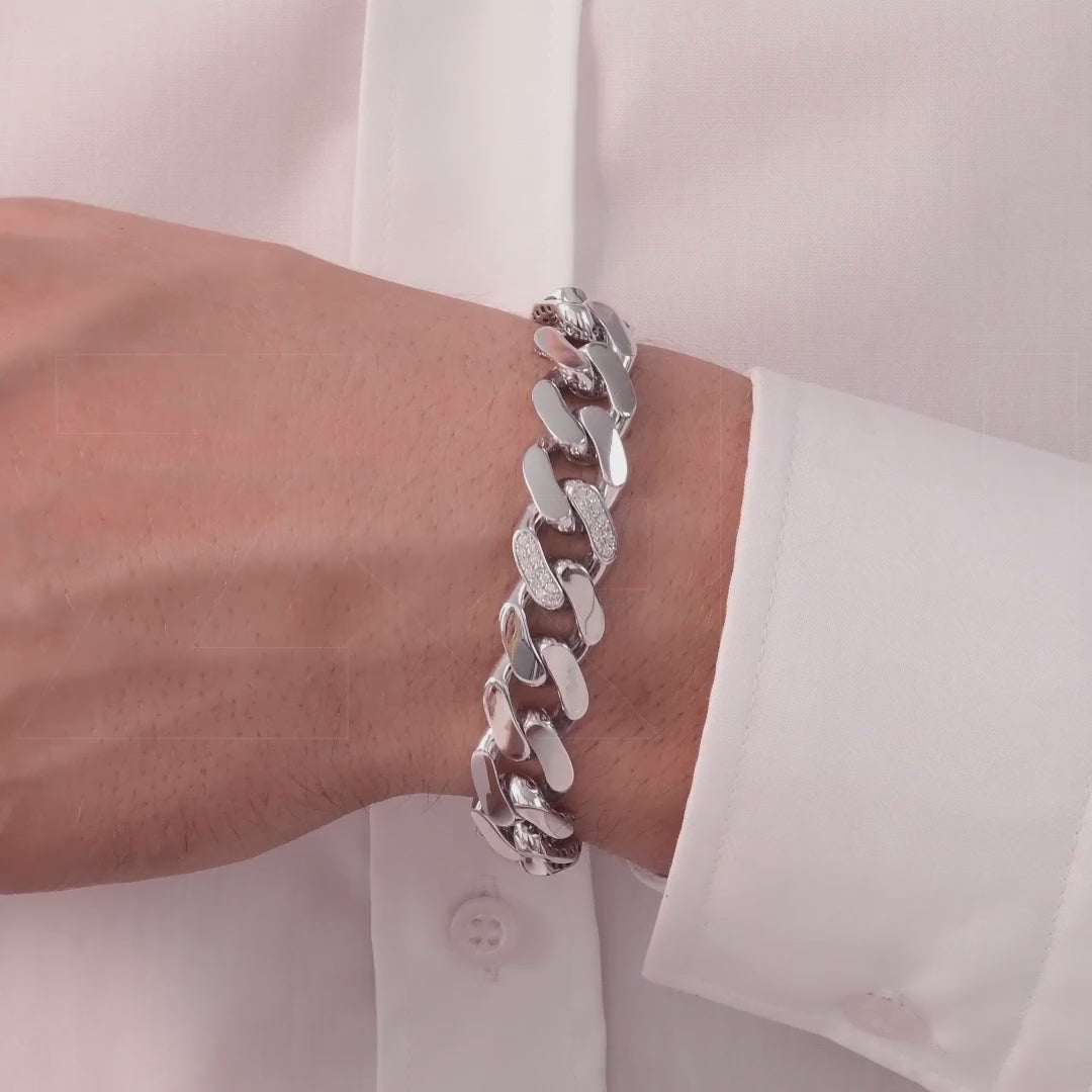 0.30 ct. Herren Silber Diamantarmband