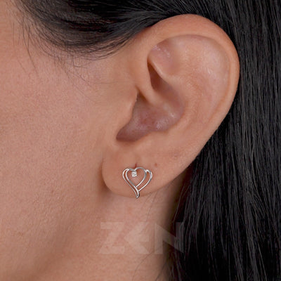 0.03 ct. Heart Diamond Earrings