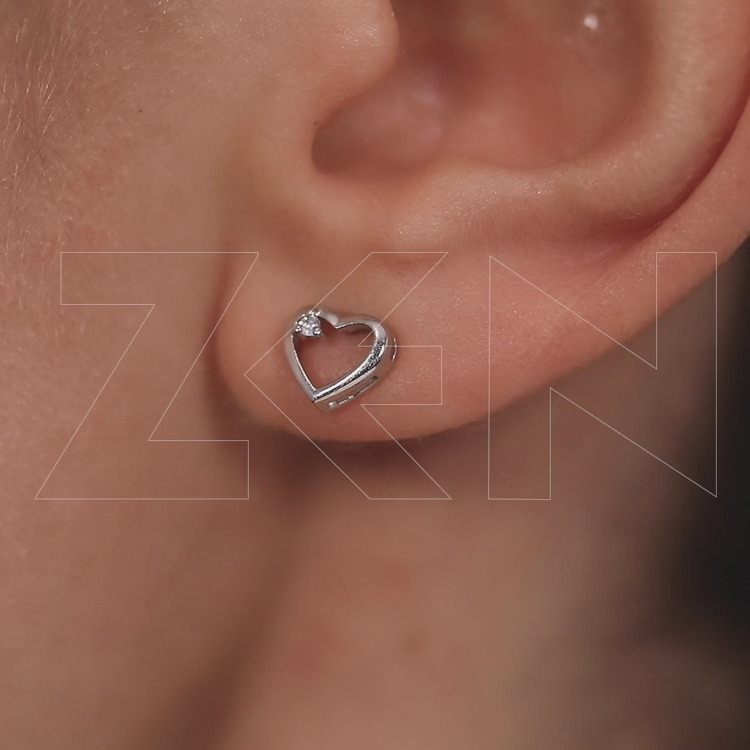 0.07 ct. Heart Diamond Stud Earrings
