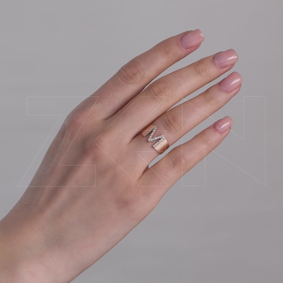 0.21 ct. Buchstabe M Diamantring