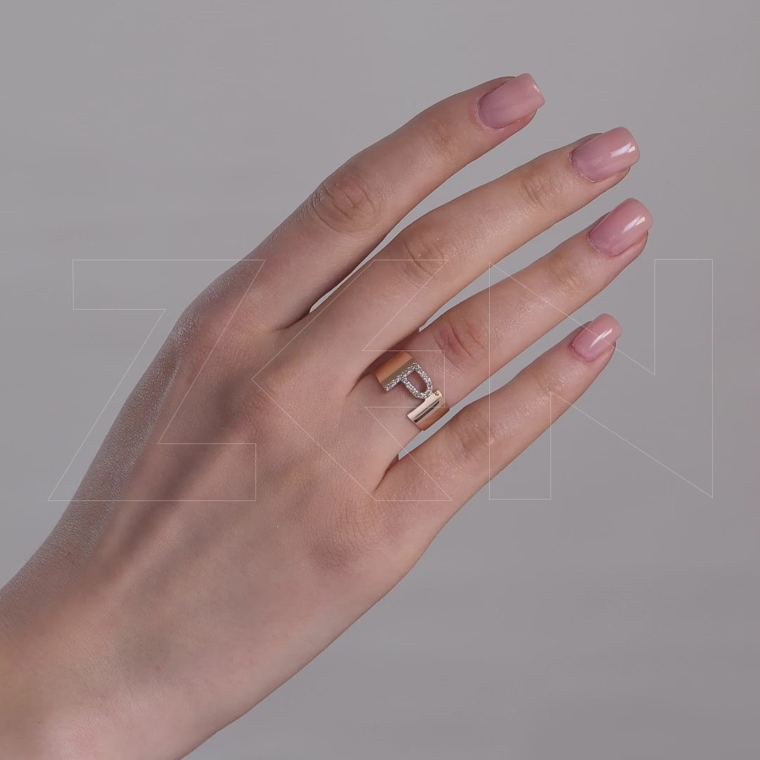 0.13 ct. Buchstabe P Diamantring