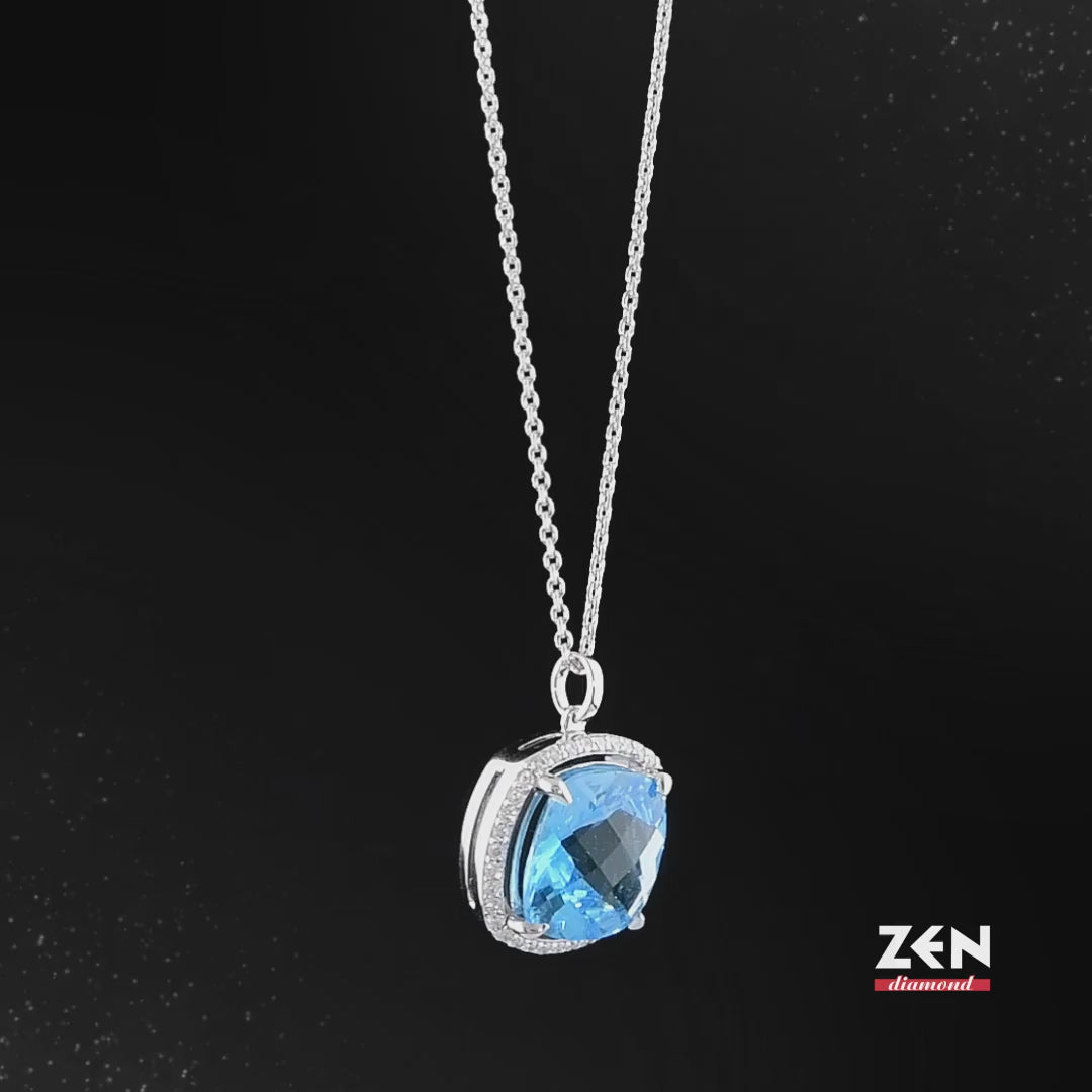 5.23 ct. Blauer Topas Halskette