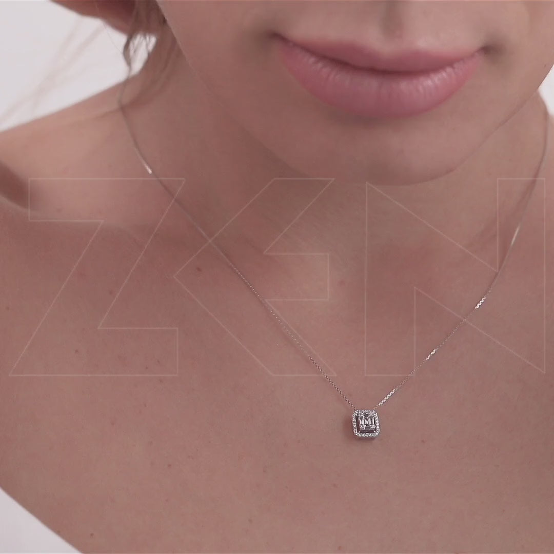 0.19 ct. Baguette Diamant Halskette