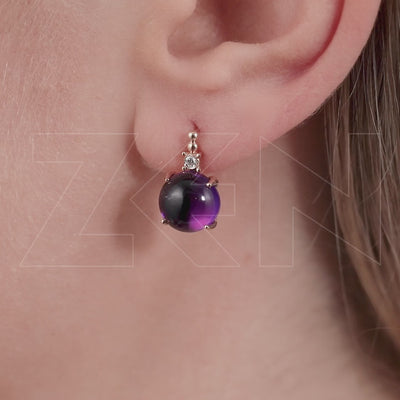 6.04 ct. Cabochon Amethyst Stud Earrings
